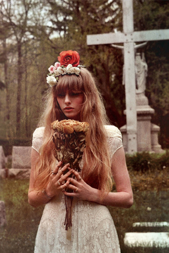 white, roses and long hair