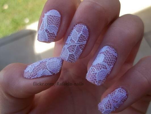 bridal nails, nails and lace