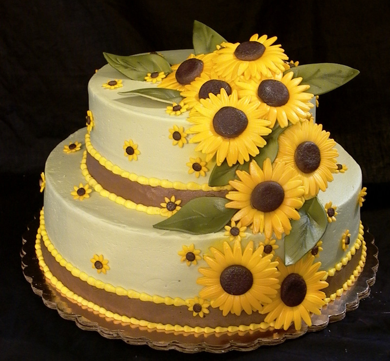 cake, wedding-cake and sunflower