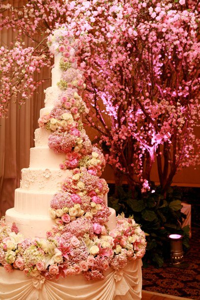 pink, pink wedding cake and pink cake