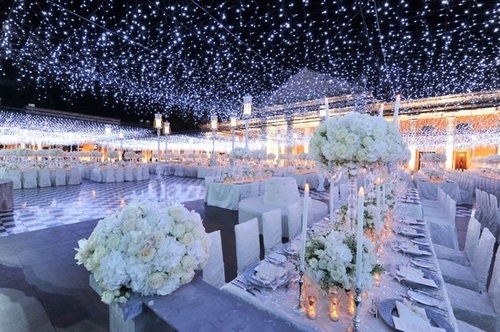 flowers, wedding reception and lights