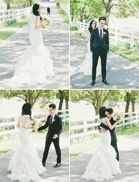 relationship goals, brendon urie, white dress and sarah urie
