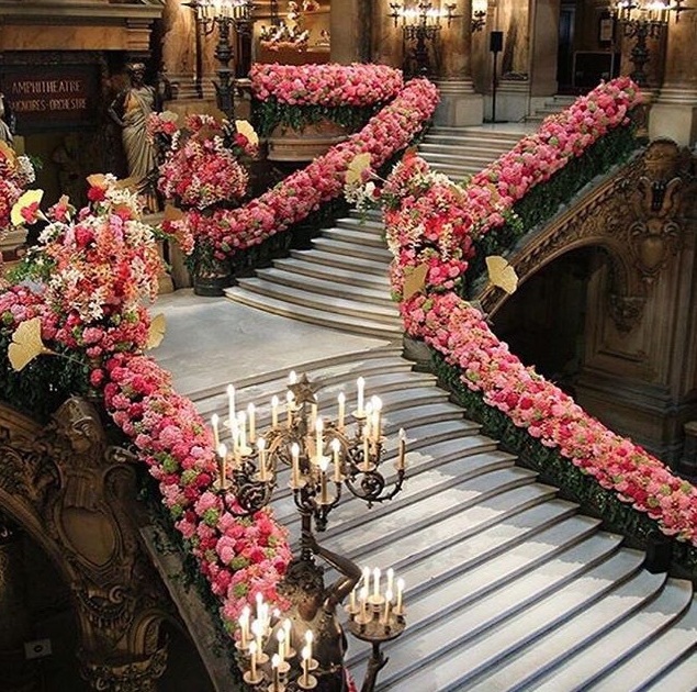 pink, stairs, amazing and flowers
