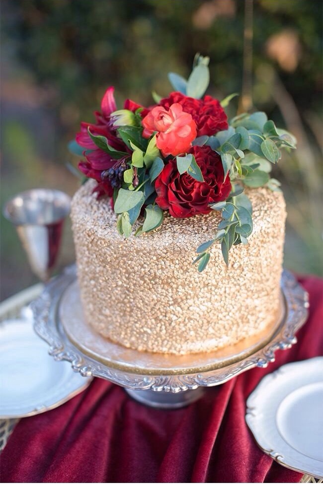 leaves, cake, roses and golden