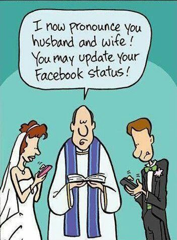 update, wedding cartoon and facebook status