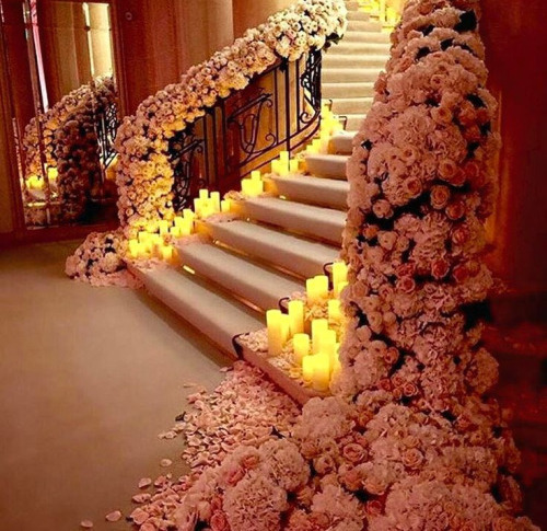 flowers, candle and romantic