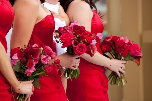 red, pink and flowers