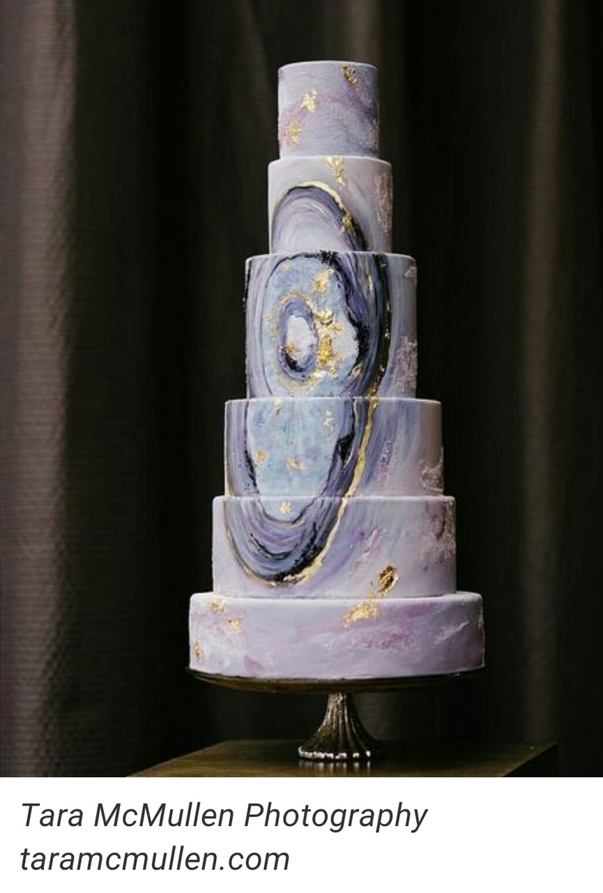starry, cake, tiers and purple