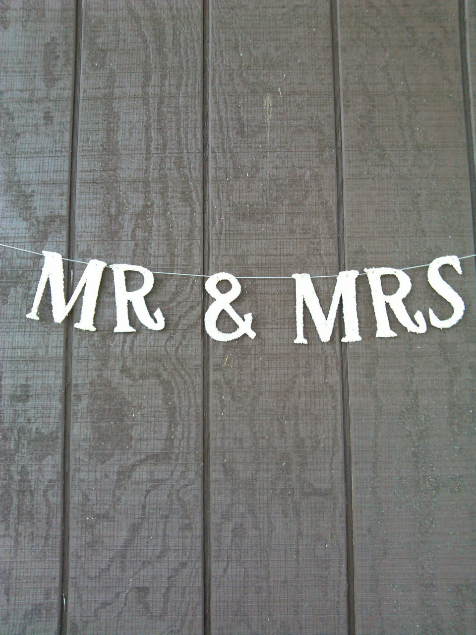 weddings, german glass glitter, mr mrs garland and decoration
