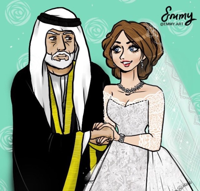 arabic, art, arabic cartoon and bride to be