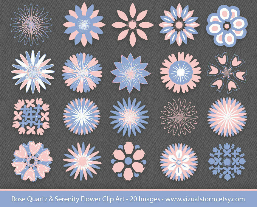 blue flowers, etsy, rose quartz and serenity and floral clip art