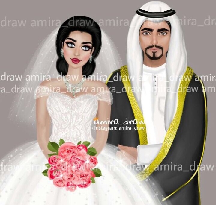 art, arabic cartoon, cartoon and bride to be