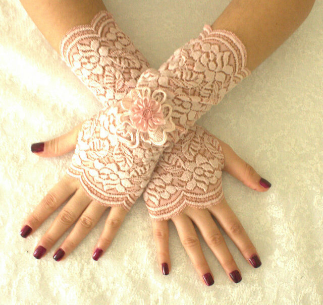 wedding gloves, pink lace wedding gloves, weddings and etsy