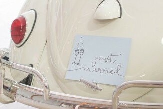 honeymoon, toast and getawaycar