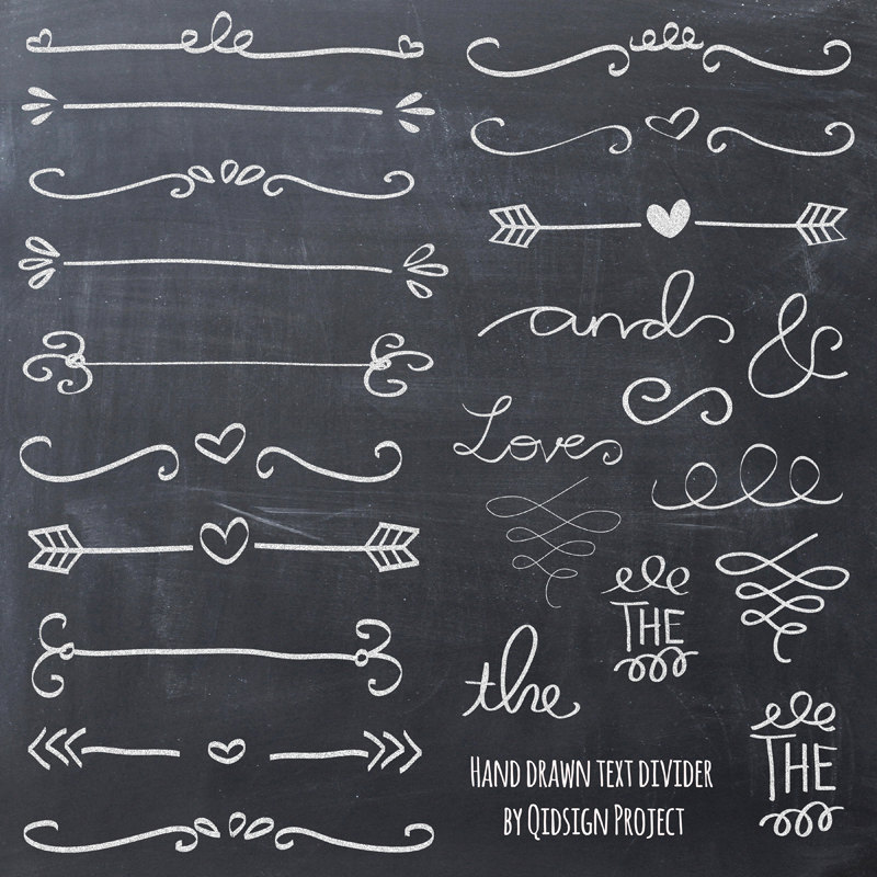chalk clipart, instant download, ampersands and hand drawn