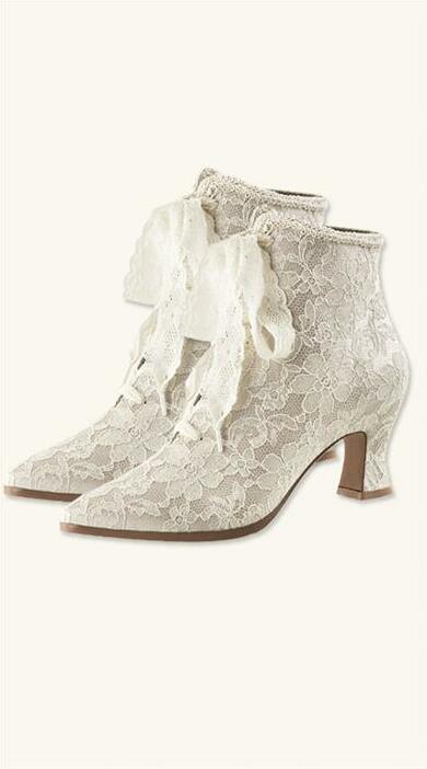 white lace, victorian boots and boots