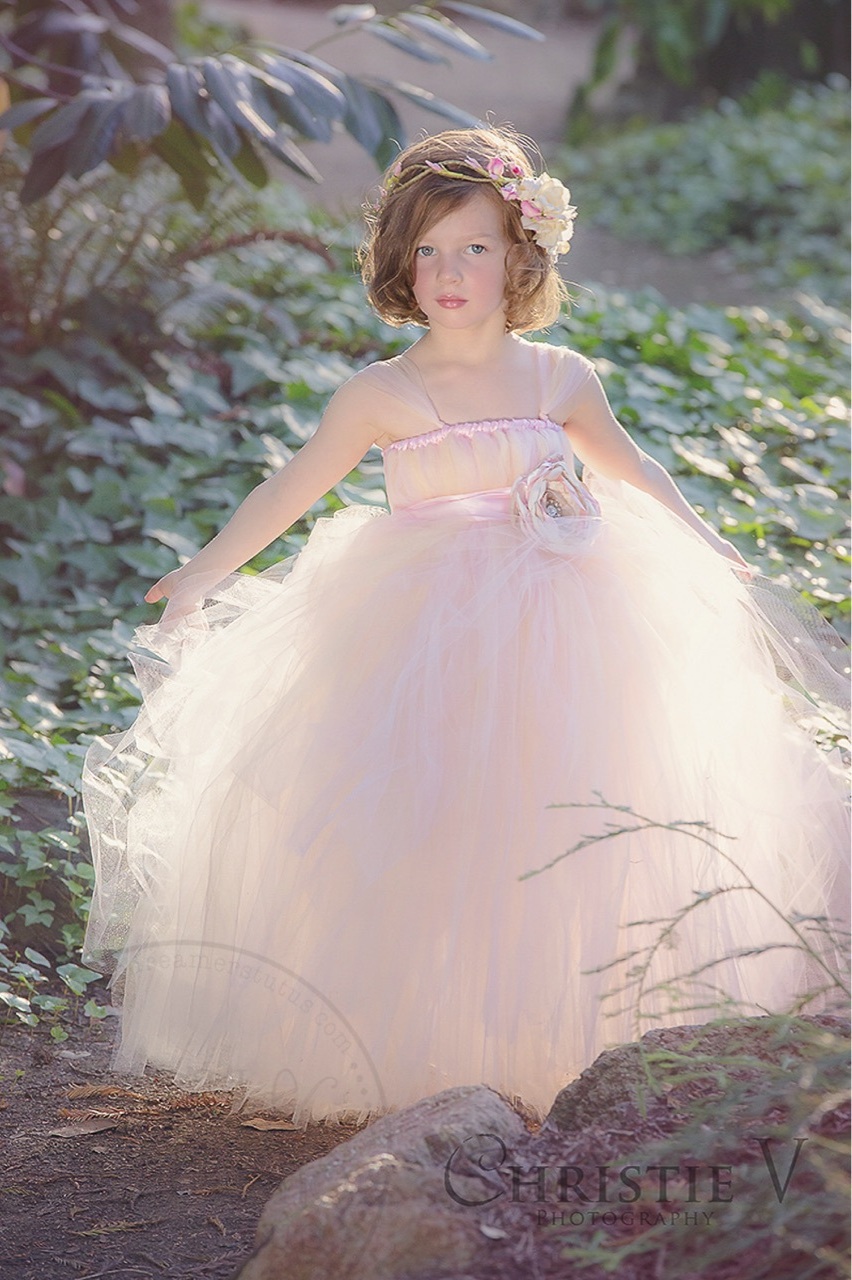 child, lovely, tulle dress and flowers