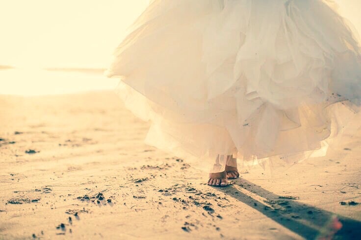 sand, coast, dress and bride