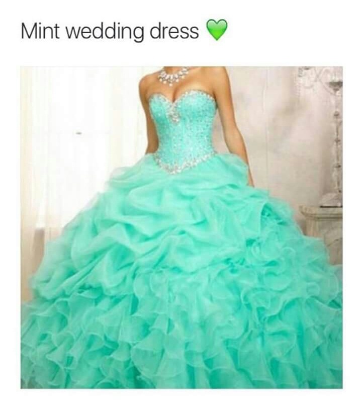 dress, wedding dress, ♥ and mint green
