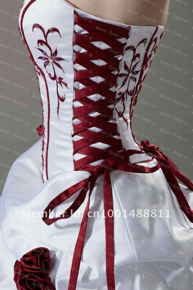 red and white, corset, ribbon and roses