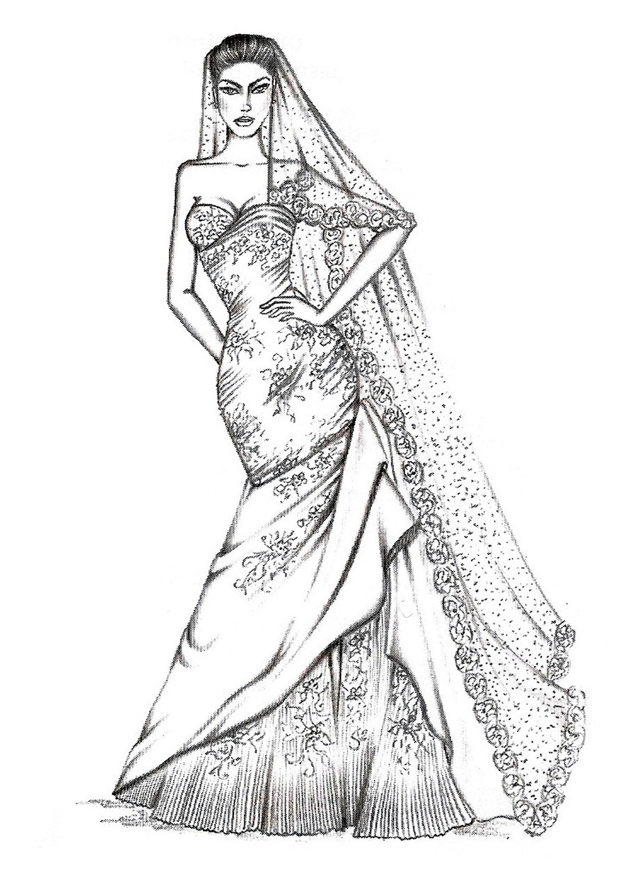 illustration, fashion, drawings and wedding dresses
