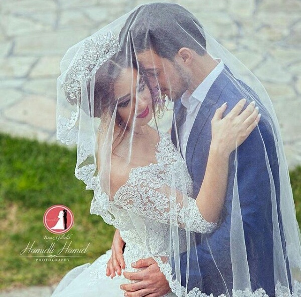 romantic, couple, bride and just married