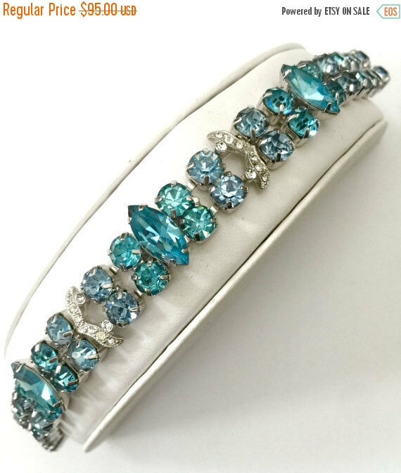 pale blue chaton, vintage bracelet, aquamarine marquise and etsy