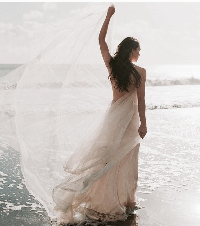 wedding dress, sea, wave and dress
