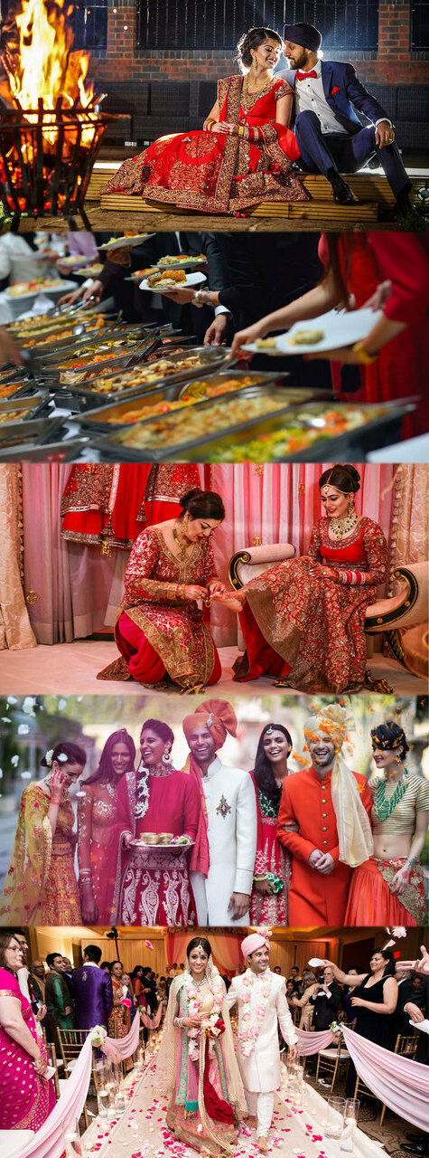 spice village, indian wedding ceremony, bride and groom and floral garlands