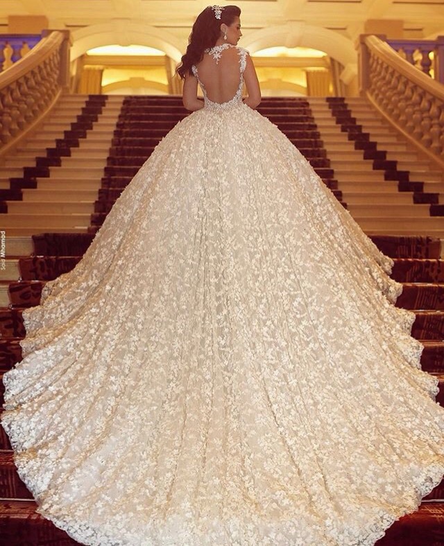 gown, wedding dress and train