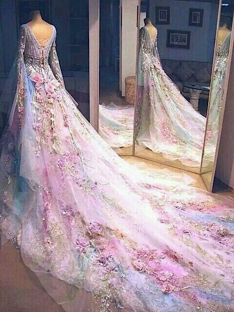 wedding dress, colourful wedding dress and flowy wedding dress