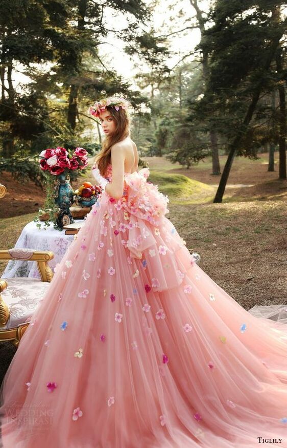 tiglily, bridal, “collection of pandora” and pink wedding dress