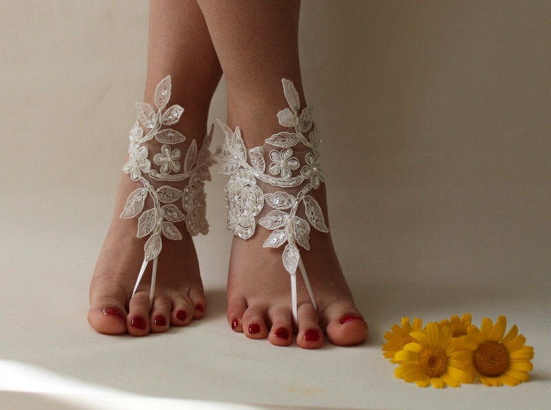weddings, bride barefoot shoes, bridal shoes and lace barefoot