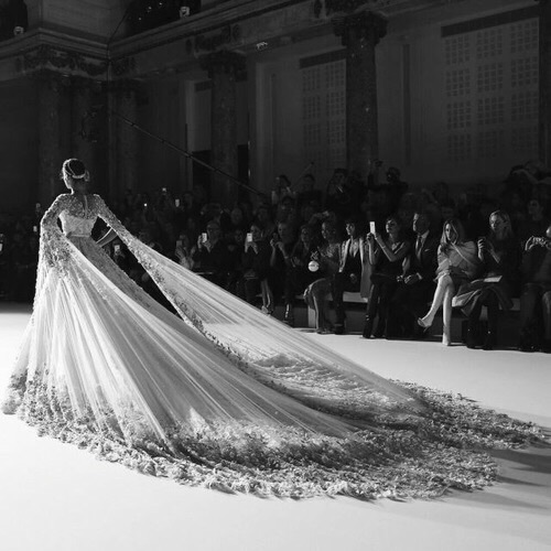 wedding gown, beautiful, catwalk and black and white