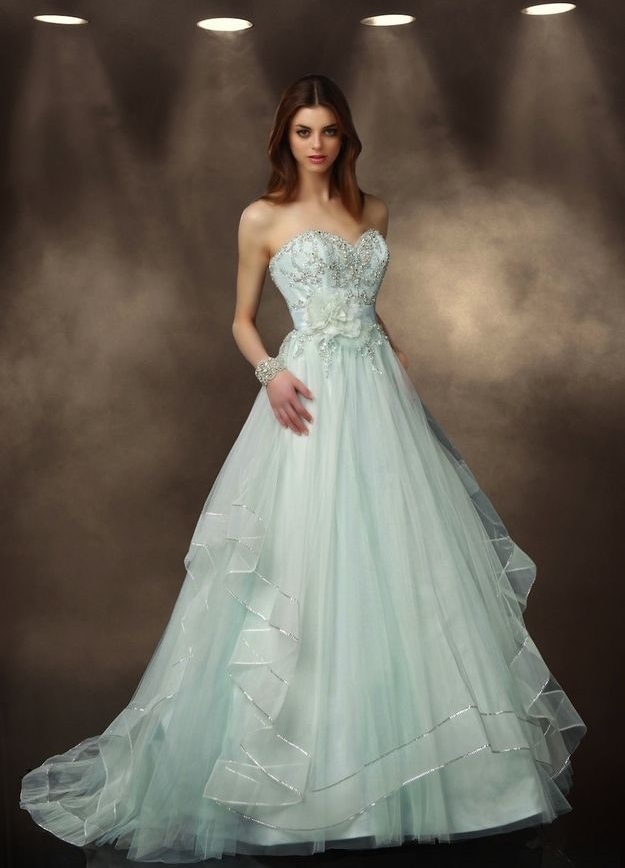 mint green, long dress and wedding dress