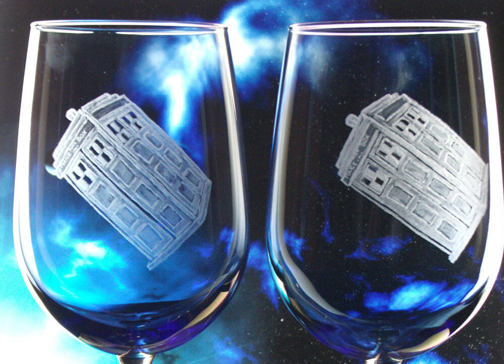 dr who tardis, personalized, large wine glass and doctor who wedding