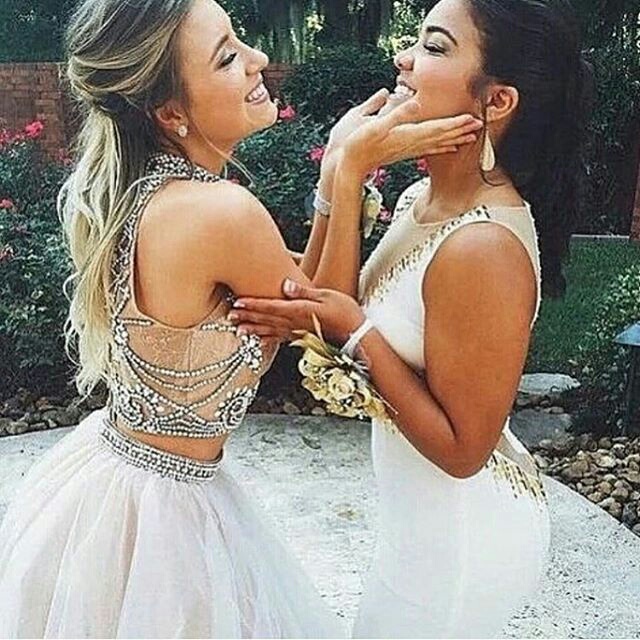 best friends, beauty, bffs and white dresses