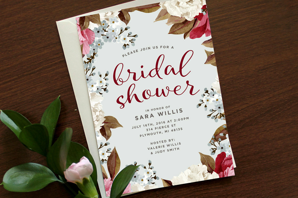 botanical invitation, wedding shower, etsy and shower invitation