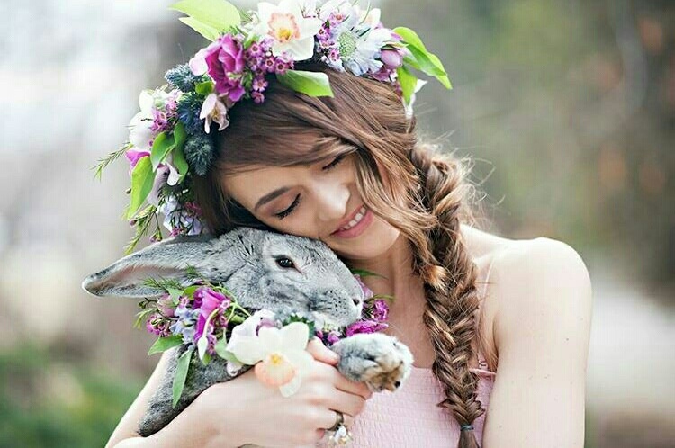 rabbit, smile, girl and sweet