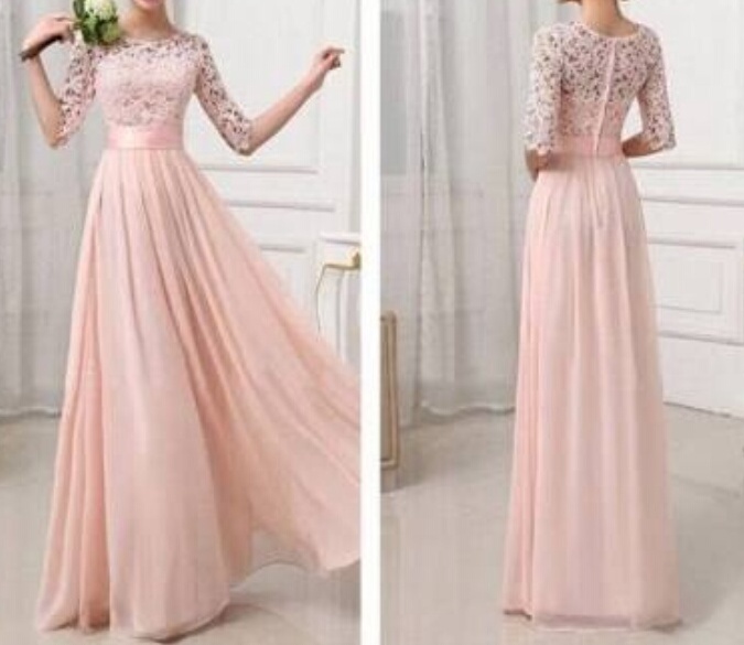 gown and peach