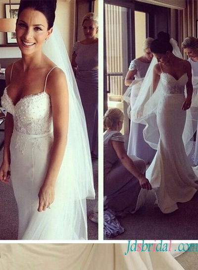 simple, destination wedding gown and with straps
