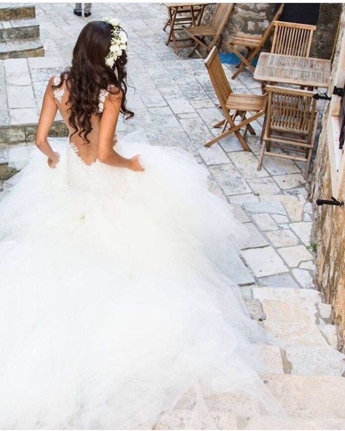 white, wedding dress, hair and poofy