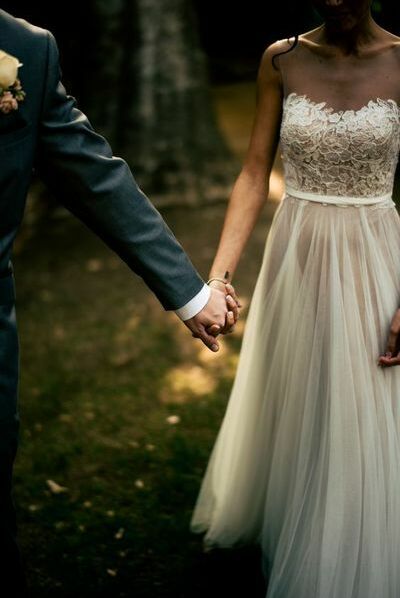 romantic, appliqués and wedding dress