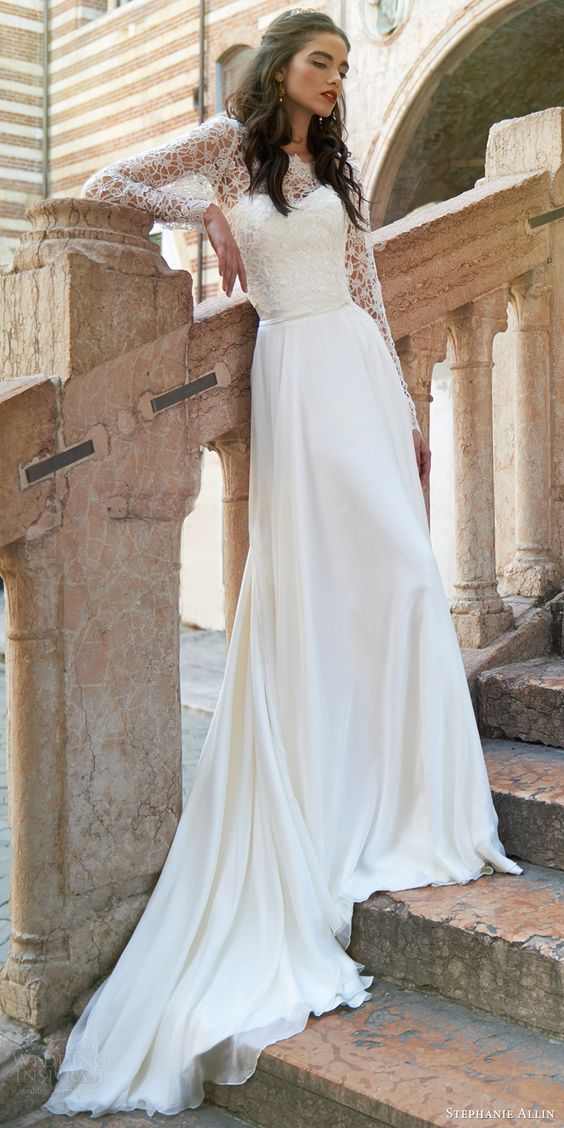 long sleeve, elegant, love and wedding dress