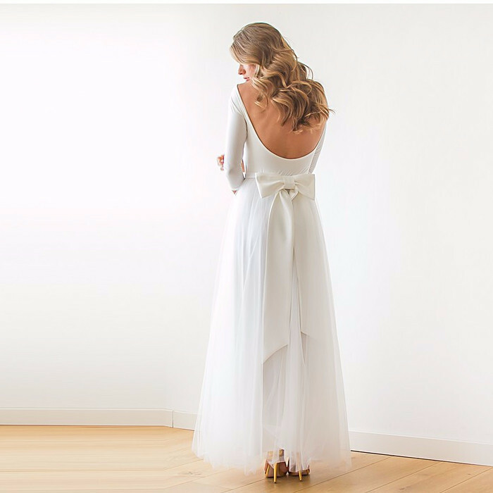 tulle, back, dress and open