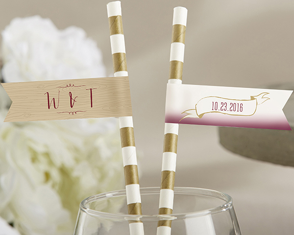 party decoration, party straw flags, personalized favors and vineyard wedding