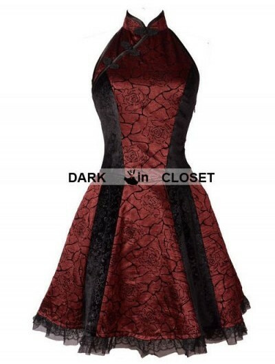 red rose gothic dress, gothic party dress and gothic wedding dress