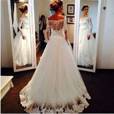 wedding dress, appliqués and tulle