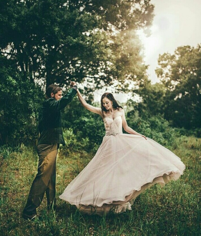woods, couples, weddingdress and dress