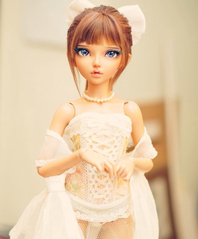 white, dolls, necklace and dress